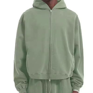Sweat à capuche pour hommes 100% coton lourd pull surdimensionné avec fermeture éclair épaule tombante ODM sweats à capuche pour hommes vierges - Product Image 3