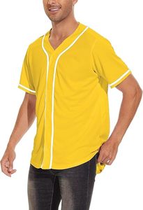 Unisex Blank Baseball Jersey Button <b>Down</b> Shirts Plain Hip Hop Hipster Breathable 100% Polyester Softball Sports Active Tee - Product Image 6