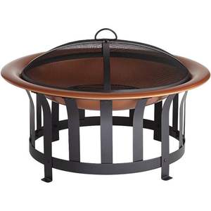 Pozo de fuego al aire libre Hoguera grande Patio trasero de leña Firepit para exterior con rejilla de cobertura - Product Image 5