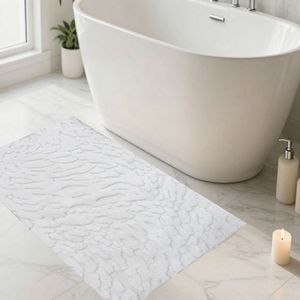 Alfombra de baño y ducha Coral 70x120cm, de algodón plateado teñido con hilo jacquard, diseño abstracto, producción personalizada - Hecho en Turquía - Product Image 1