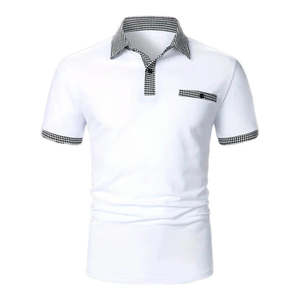 Venta al por mayor de algodón de diseño personalizado de manga corta con estilo para la camisa de polo tela duradera anti-pilling sólido teñido liso para la exportación - Product Image 2