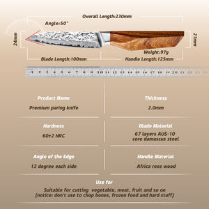 Couteau d'office de cuisine en acier damas, meilleur couteau de chef pour la coupe de fruits avec du bois de rose d'Afrique, de qualité supérieure personnalisée en gros OEM ODM - Product Image 5