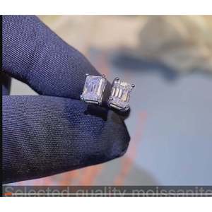 NOVAMART Fine 4 Ct Emerald Moissanite Stud <b>Earrings</b> Wholesale Export - Product Image 6