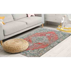 Red Turkish <b>Chenille</b> <b>Rug</b>: 3D Printed Non-Slip Accent <b>Rug</b>,With Pile Soft <b>Rug</b> - Product Image 4
