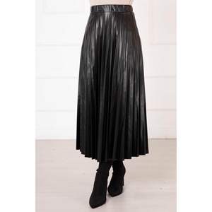 Kiloş jupe en cuir plissé noir impression numérique broderie Wrap Design respirant droit courte longueur velours côtelé soie Wrap pour - Product Image 1