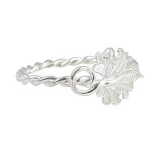 Bracelet torsadé à deux brins en argent sterling 925, motif filigrane, chaîne fine en forme de feuille et bijoux à maillons - Product Image 1