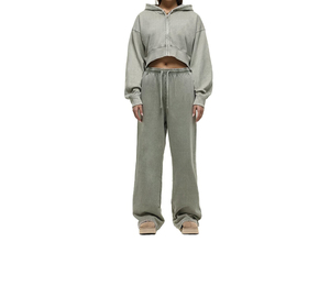 Survêtement en coton imprimé deux pièces à manches longues pour femmes Vêtements d'hiver au design solide - Product Image 1