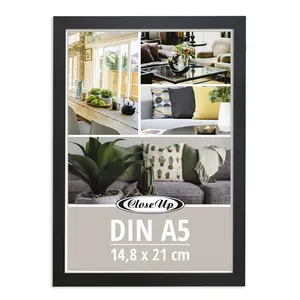 Lot de 4 cadres décoratifs simples en bois noir pour affiches, 14,8 x 21 cm, format DIN A5, pour affichage de photos gravées, style à suspendre pour la maison - Product Image 1