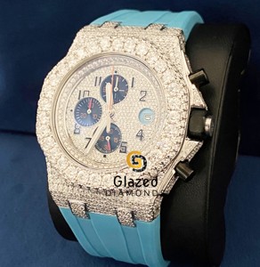 Multi Chronographes Lab Created Real Diamonds Iced Out Hip Hop Luxuous Rubber Belt Mechanical Watch For Men - Product Image 3