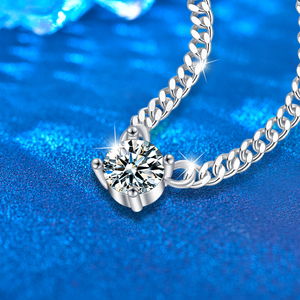 Xmz062 Hiphop Stijl Luxe Cubaanse Ketting 1 Karaat Moissanite Hanger Ketting Voor Vrouwen 925 Sterling Zilver Fijne Sieraden Cadeau - Product Image 2