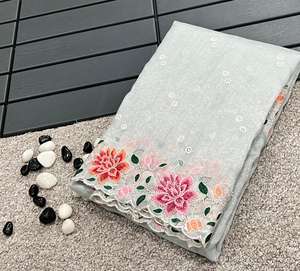 เสื้อส่าหรีผ้าโปร่งบางสไตล์แฟนซีเสื้อเบลาส์ผ้าโปร่งบางพร้อมงานปักเย็บและส่งออกจากอินเดีย - Product Image 2