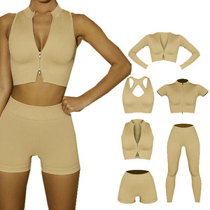 "Ensemble de yoga 6 pièces pour femmes Sportswear Outfit Gym Fitness Activewear Workout Clothing Leggings Shorts Crop Top Sports Bra" - Product Image 2