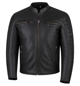 Veste de moto en cuir imperméable pour hommes Veste de moto de course et d'équitation de qualité supérieure - Product Image 1
