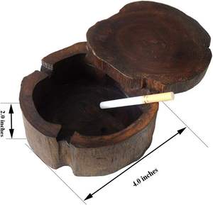 Porte-cendrier moderne et élégant en bois Design classique écologique pour la maison et le bureau pour les fumeurs - Product Image 2