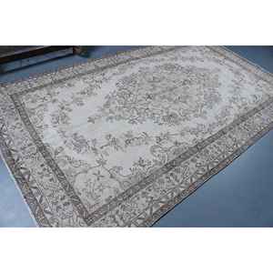 Alfombra Turca de 6x9.9 pies, Alfombra Oriental Blanca Vintage de Lana - Product Image 2