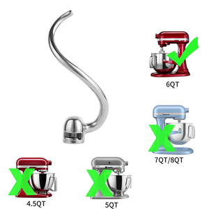 Accessoires pour batteur sur socle, directement de l'usine : crochets pétrisseurs en acier inoxydable, <span class=keywords><strong>crochet</strong></span> spiral pour batteur sur socle 6QT, accessoire pour Kitchen Aid - Product Image 5