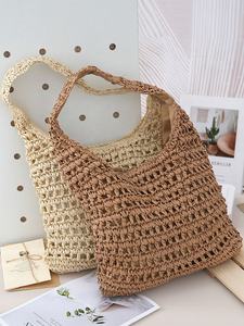 2026 New Summer Paper Woven <b>Bag</b> for Women, Hollowed-out <b>Large</b>-capacity Shoulder Tote <b>Bag</b> for <b>Beach</b> Vacation - Product Image 1