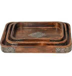 Bandeja redonda de madera para servir, mesa de té y café, bandeja decorativa, platos de almacenamiento de alimentos, bandeja hecha a mano - Product Image 5