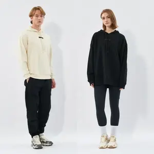 Unisex Embossed Logo <b>Hoodie</b> Stylish Pullover Sweater with Thick Drawstring for <b>Men</b> and Women Gym Top - Product Image 3