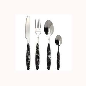 Ensemble poli miroir argent royal de haute qualité avec poignée en marbre noir unique Design ensemble de couverts modernes - Product Image 1