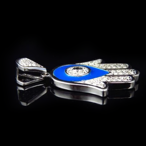 Calidad Premium Moissanite Diamond Hamsa Mano Colgante S925 Plata Elegante Hip Hop Diseño Moda Colgantes y dijes - Product Image 2