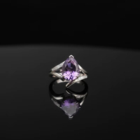 Bague de luxe en argent 925 minimaliste, certifiée par un tiers, avec améthyste taille poire, pour fiançailles, mariage, anniversaire, cadeau chrétien