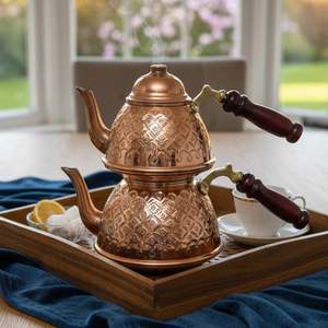 Luxury <b>Copper</b> Azerbaijani Teapot with Lid Metal Water Pot for Drinks Tea & Restaurant Use Elegant <b>Handle</b> Design for Hotels Gifts - Product Image 1
