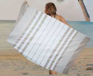 High Quality Cotton Yarn Dyed Fouta Bath <b>Towel</b> Full Size with 2 Side Fringes <b>Stripe</b> Style Excellent for Home Use - Product Image 5