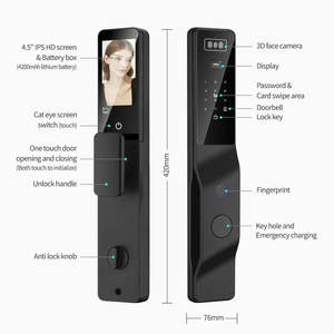 Nouvelle serrure de porte intelligente WiFi Tuya <span class=keywords><strong>2026</strong></span> avec reconnaissance faciale 3D, reconnaissance palmaire, interphone et caméra HD pour la sécurité domestique PST-DDL9-TY - Product Image 6