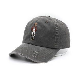 Acid Wash Customized Cotton 2 Tone 6Panel 3D Embroidery Customized <b>Metal</b> Buckle Baseball Cap Custom Logo Distressed Baseball Hat - Product Image 1