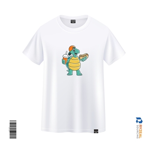 เสื้อยืดคอตตอนออกแบบเองขายส่ง เสื้อยืดผู้ชายทรงปกติสีขาว เสื้อยืดผู้ชายลายการ์ตูนคอกลมแขนสั้น - Product Image 4