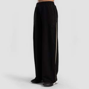 Inverse Wide <b>Pants</b> (<b>Black</b>) Lightweight 100% Cotton Linen Corduroy High Waist Zipper Straight Jogging XL Colored for Winter New - Product Image 1