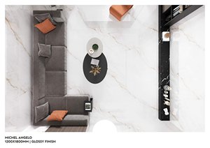 Azulejos de losa de mármol brillante de porcelana de 1200x1800mm de calidad superior moderna Diseño de precisión para paredes de salón Pisos Ladrillo refractario - Product Image 5