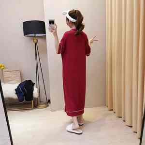 Tops de dormir de verano de talla grande para mujer, camisón de Modal de manga corta, ropa de casa holgada, bolsillo, cintura elástica, ropa de dormir transpirable - Product Image 6