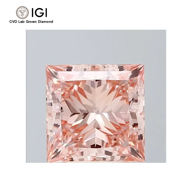 IGI Approved 4.05 Carat CVD Loose Diamonds Highest Selling Fancy Intense Pink Princess Cut VVS2 Clarity Lab Grown for Jewelry