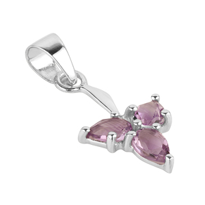 จี้พลอยแอมะทิสต์ธรรมชาติสำหรับผู้หญิงจาก Shah Gems ทำจากเงินแท้ 925 ชุบทองคำสีกุหลาบ พร้อมจี้รูปแบบศาสนา ลวดลายการ์ตูน - Product Image 3