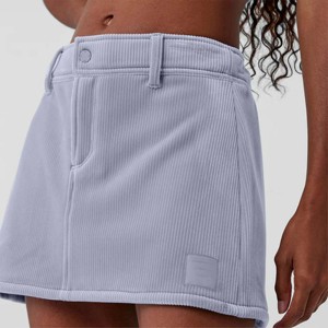 Mini jupe en velours côtelé-Jupe taille haute à la mode avec fermeture à bouton, parfaite pour les vêtements décontractés et la mode Streetwear - Product Image 3