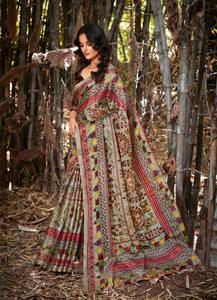 Handloom Soft <b>Viscose</b> Polyester Print Saree Lightweight Silk Daily Wear Regional Pakistani Ready to Wear Customized Saree - Product Image 2