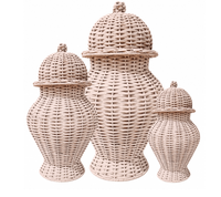 Meilleure vente de pots de gingembre en rotin tissés à la main pot de gingembre en osier coloré ensemble en blanc fait à la main du Vietnam
