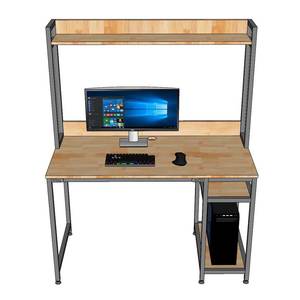 Integrated 120x60x150cm Rubber Wood <b>Desk</b> with Bookshelf FD68058 Simple Design <b>Computer</b>/Laptop Table with Drawer and Storage - Product Image 2
