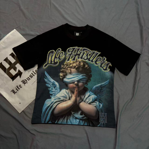 Nouveau design Life Hustler T-shirt pour homme en coton rétro respirant à manches courtes avec motif diamant - Product Image 5