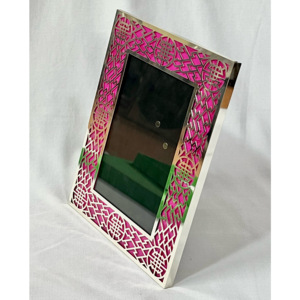 Cadre photo en verre encadré de métal argenté en acier inoxydable, design personnalisable, tendance, artisanat AK, pour la maison/la table de mariage - Product Image 5