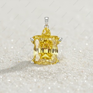 Pendentifs et breloques en or 925 argent fin avec diamant de laboratoire fantaisie jaune VVS 1 carat certifié GIA IGI, bijoux fins, cadeau - Product Image 2