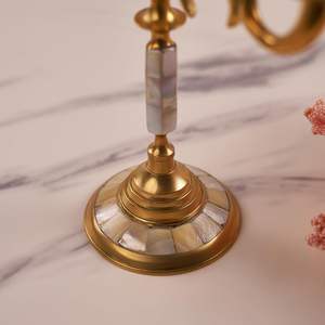 เชิงเทียนอะลูมิเนียมหล่อขึ้นรูปทำมือ ประดับมุกอย่างหรูหรา ของตกแต่งบ้านสุดหรู สำหรับตกแต่งบ้านในเทศกาลคริสต์มาส - Product Image 5