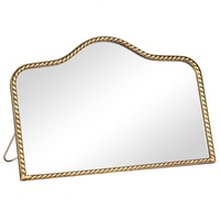 Miroir de maquillage de bureau moderne, durable et portable, avec cadre métallique rectangulaire, petit, réglable, à poser sur table, orné de perles, écologique