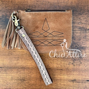 Porte-monnaie en cuir suédé de luxe pour femmes avec bracelet d'outillage porte-cartes en cuir véritable occidental porte-clés portefeuilles - Product Image 1