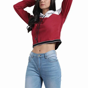 Sweat à capuche en polaire personnalisé avec logo brodé en polyester/coton pour femme, design oversize à épaules tombantes, coupe courte, respirant, 340g, hiver - Product Image 6