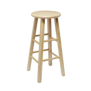 เก้าอี้บาร์กลมไม้เปลือยหลังพร้อมดีไซน์เรียบง่ายแบบเรียบง่ายสำหรับห้องครัวบ้านบาร์และห้องรับประทานอาหาร - Product Image 3