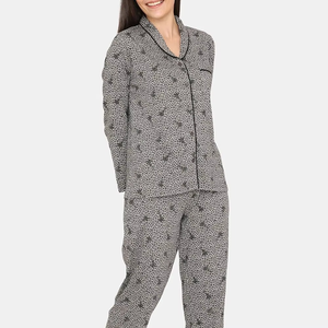 El mejor diseño, traje de noche para mujer, ropa de dormir de Color sólido, conjunto de manga completa para mujer, ropa de dormir bordada a máquina, ropa de noche cómoda - Product Image 4