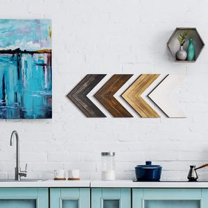 4 pièces Décoration murale rustique en forme de flèche, décoration murale en bois Chevron en bois Chevron Signe décoratif en bois en forme de flèche - Product Image 4